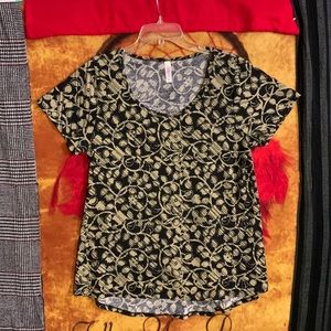 LULAROE-woman’s black/tan vegetation print short sleeve short slim shirt dress